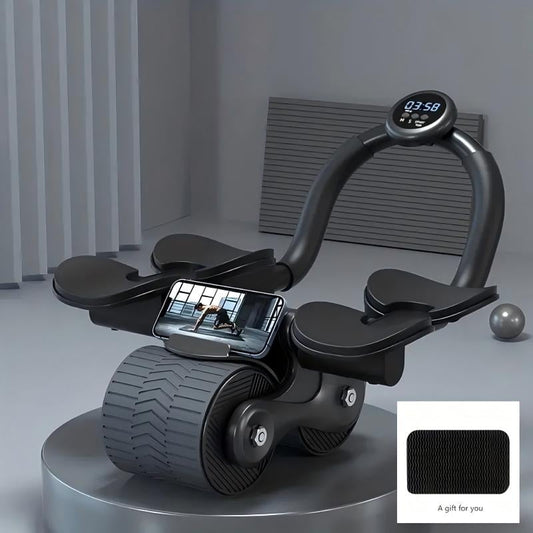 Ab Roller Wheel, New Ab Roller Wheel Automatic Rebound with 4 Elbow Supports.Automatic Rebound Abdominal Wheel with Timer, Abdominal Exercise Roller, Plank Abroller Wheel for Core Trainer