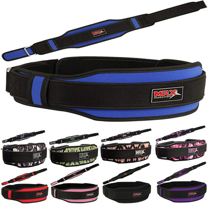 Weight Lifting Belt with Double Back Support Gym Training 5" Wide Belts Blue 2XL