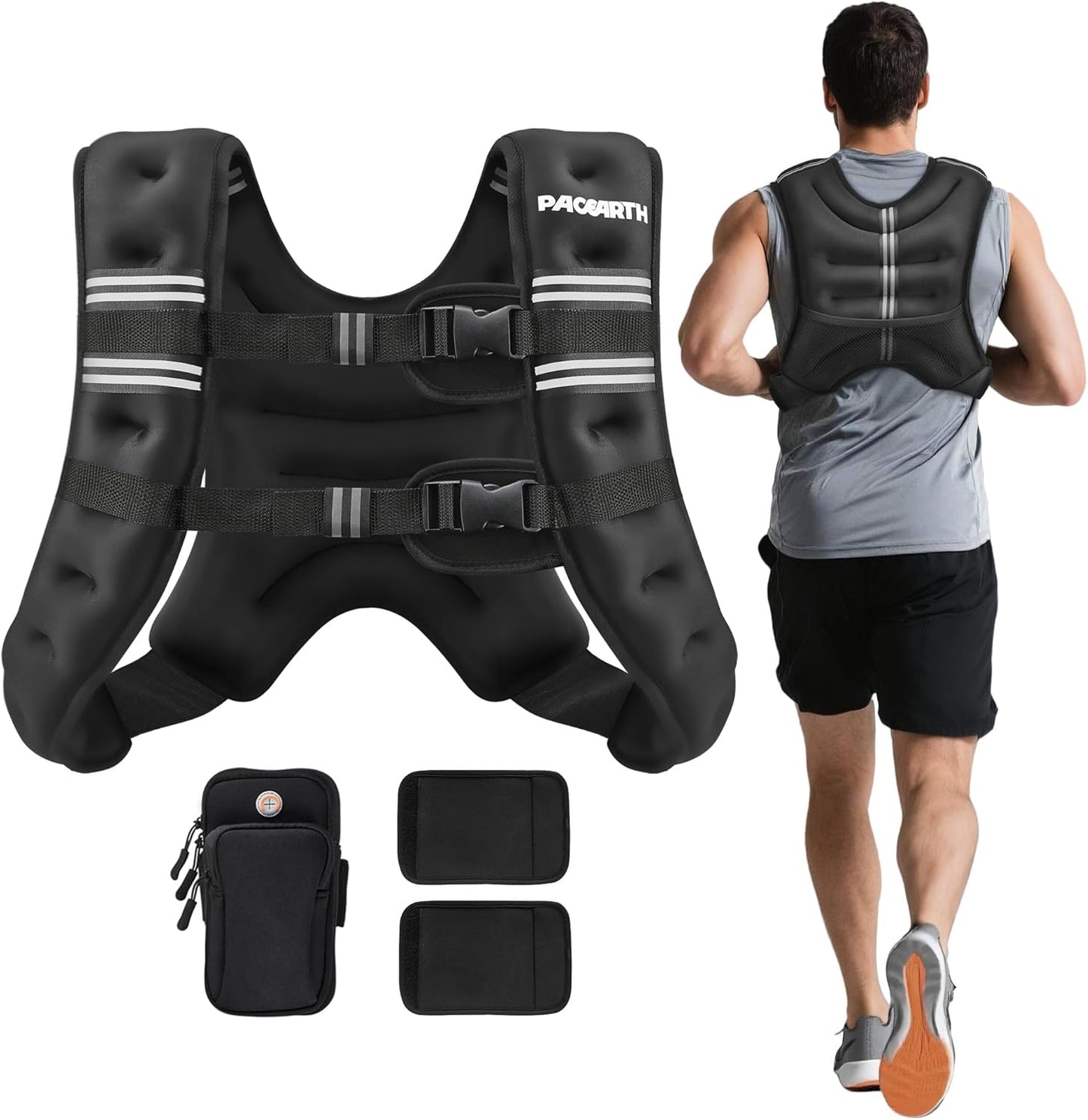 Weighted Vest,6Lb/8Lb/10Lb/12Lb/16Lb/20Lb/25Lb/30Lb Weight Vest with Reflective Stripe, Body Weight Vests for Women, Men, Weight Loss Workout, Strength Training, Running, Walking, Jogging