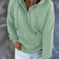 Half Boutton Womens Hoodies Drawstring Hooded Sweatshirts for Woman with Pocket