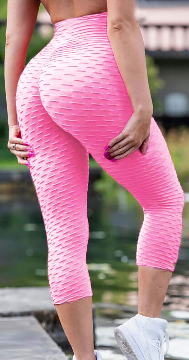 Women High Waisted Workout Yoga Pants Butt Lifting Scrunch Booty Leggings Tummy Control anti Cellulite Textured Tights