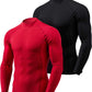 Men'S UPF 50+ Mock Long Sleeve Compression Shirts, Athletic Workout Shirt, Base Layer for Water Sports