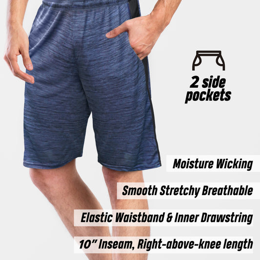 [5 Pack] Men’S Dry-Fit Active Athletic Shorts Basketball Running Workout Training Gym
