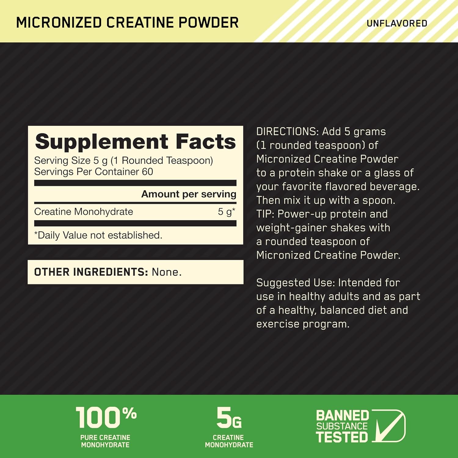 Micronized Creatine Monohydrate Powder, Unflavored, 60 Servings, 300 Grams (Packaging May Vary)