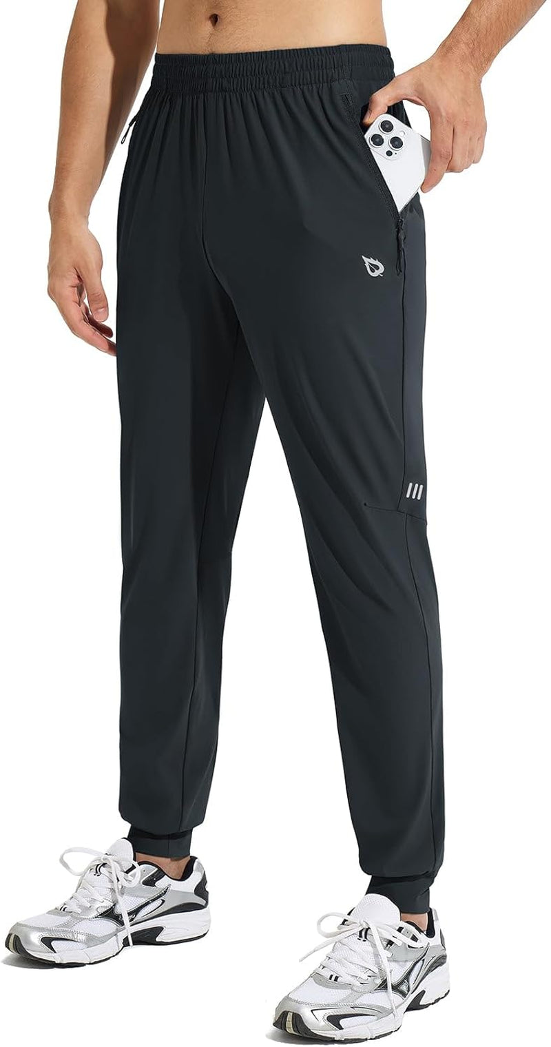 Men'S Joggers Pants Athletic Workout Track Running Gym Lightweight Quick Dry Tapered Jogger Zipper Pockets