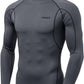 Men'S UPF 50+ Mock Long Sleeve Compression Shirts, Athletic Workout Shirt, Base Layer for Water Sports