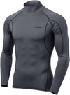 Men'S UPF 50+ Mock Long Sleeve Compression Shirts, Athletic Workout Shirt, Base Layer for Water Sports
