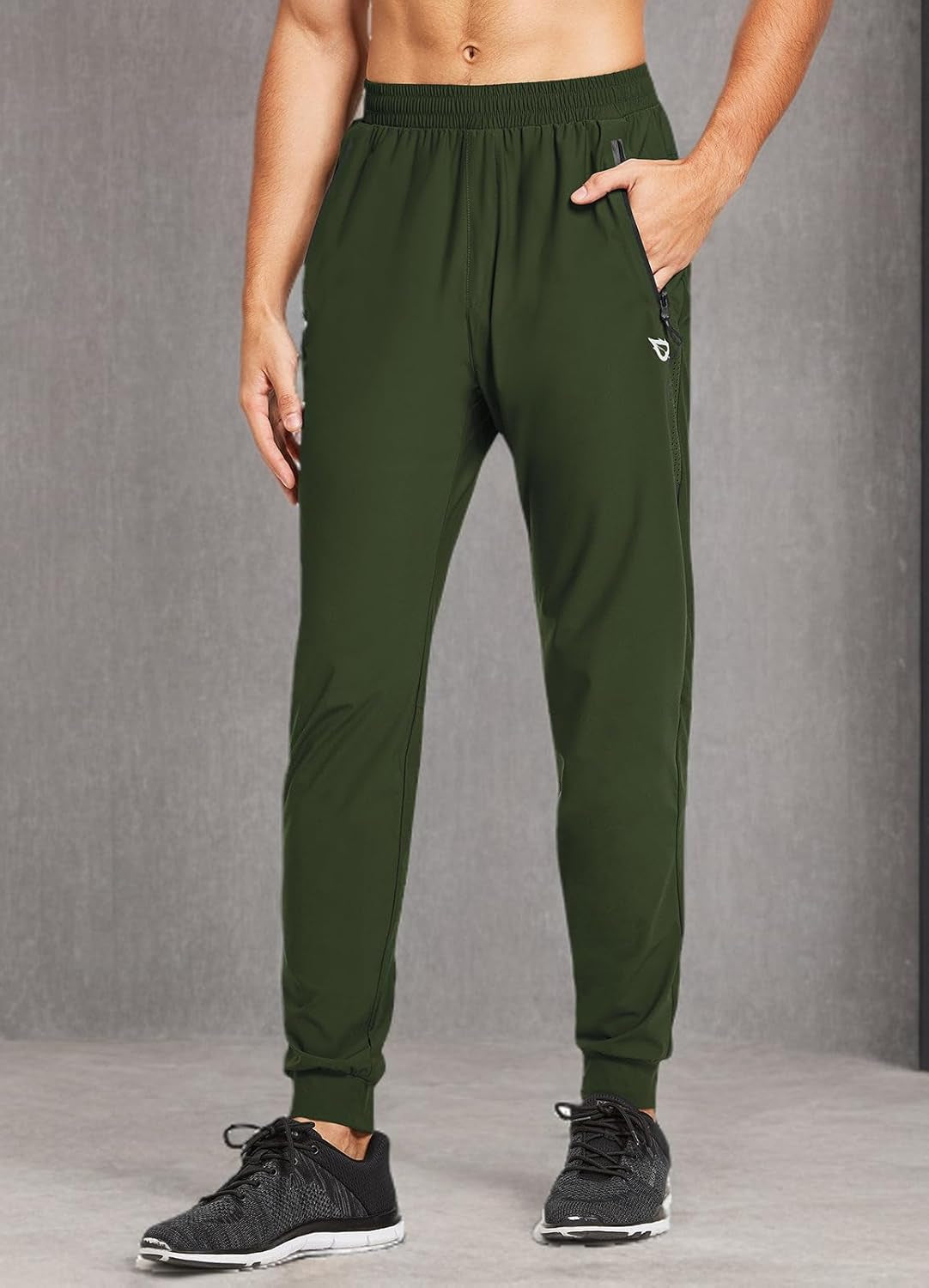 Men'S Joggers Pants Athletic Workout Track Running Gym Lightweight Quick Dry Tapered Jogger Zipper Pockets
