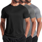 Men'S 3 Pack Workout T Shirts Short Sleeve Gym Bodybuilding Muscle Shirt Base Layer Fitness Tee Tops