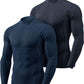 Men'S UPF 50+ Mock Long Sleeve Compression Shirts, Athletic Workout Shirt, Base Layer for Water Sports