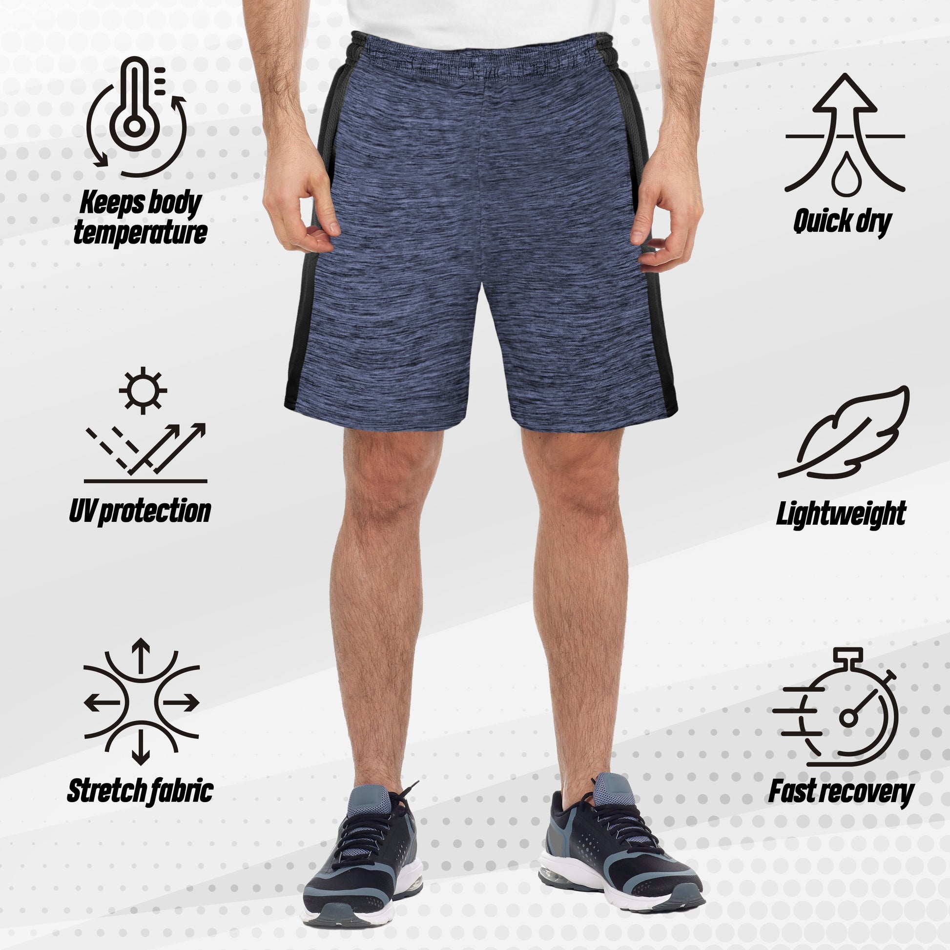 [5 Pack] Men’S Dry-Fit Active Athletic Shorts Basketball Running Workout Training Gym