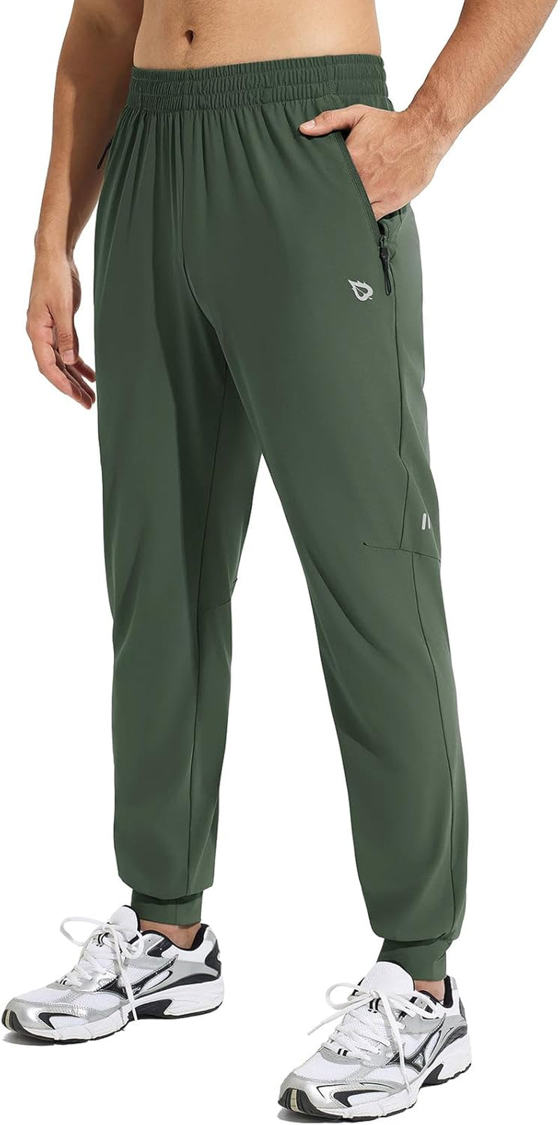 Men'S Joggers Pants Athletic Workout Track Running Gym Lightweight Quick Dry Tapered Jogger Zipper Pockets