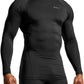 Men'S UPF 50+ Mock Long Sleeve Compression Shirts, Athletic Workout Shirt, Base Layer for Water Sports